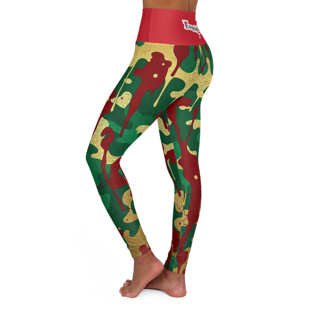 Green Gold Green Camo High-Waisted Leggings