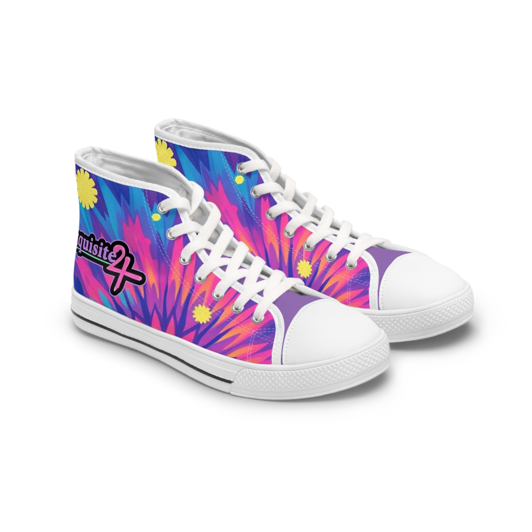 Women's High Top Sneakers — Vibrant Tie-Dye Floral High-Top Shoes