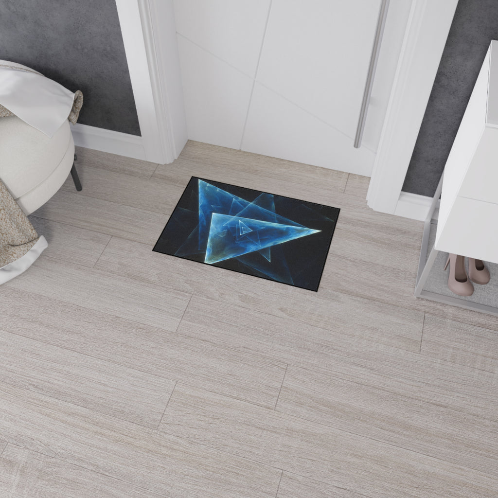 Geometric Blue Triangle Heavy-Duty Floor Mat