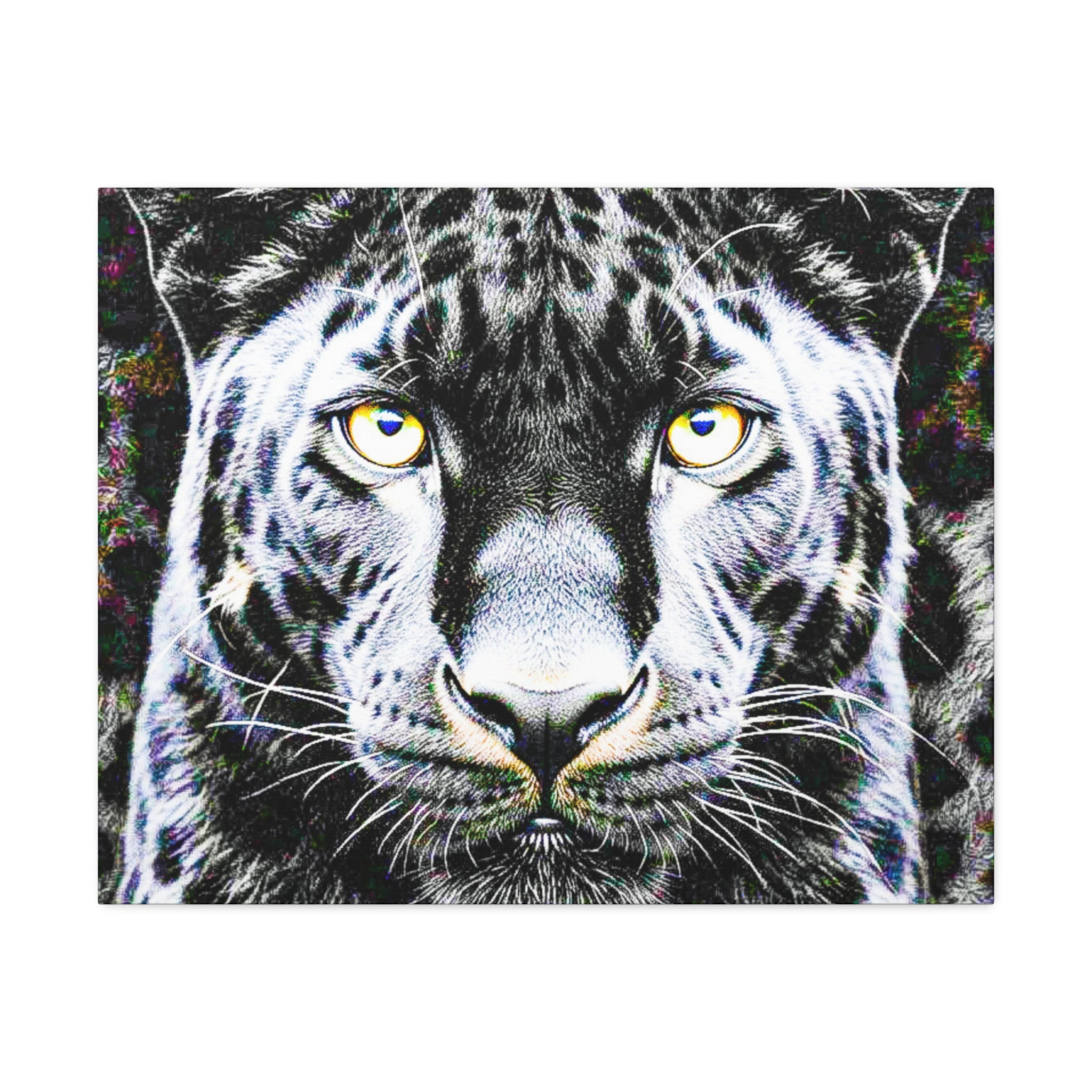 Leopard Portrait Stretched Canvas — Snow Leopard Wall Art with Yellow Eyes
