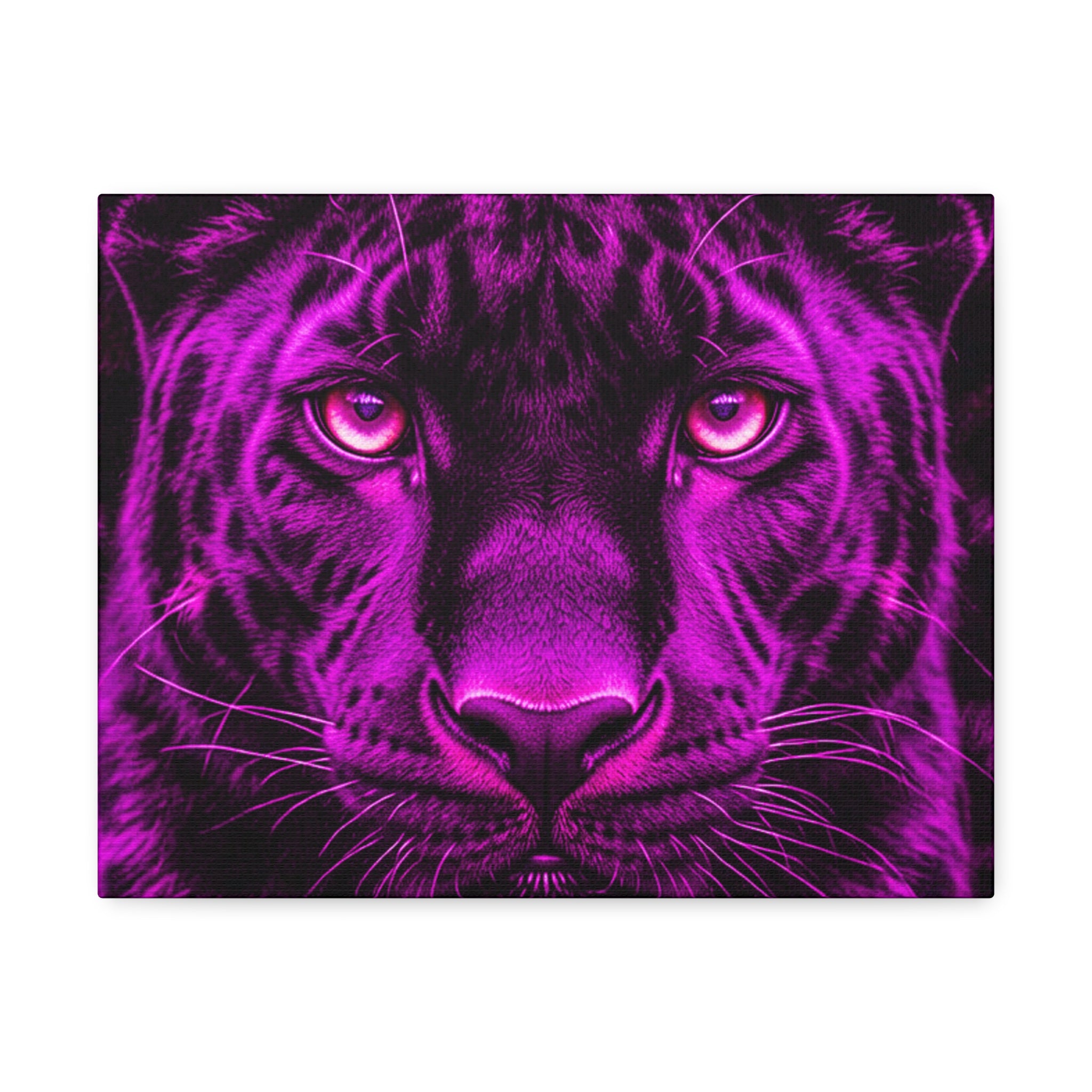Purple Neon Panther Stretched Canvas – Vibrant Wall Art for Modern Rooms