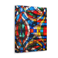 Stained Glass Abstract Stretched Canvas Print — Colorful Geometric Wall Art