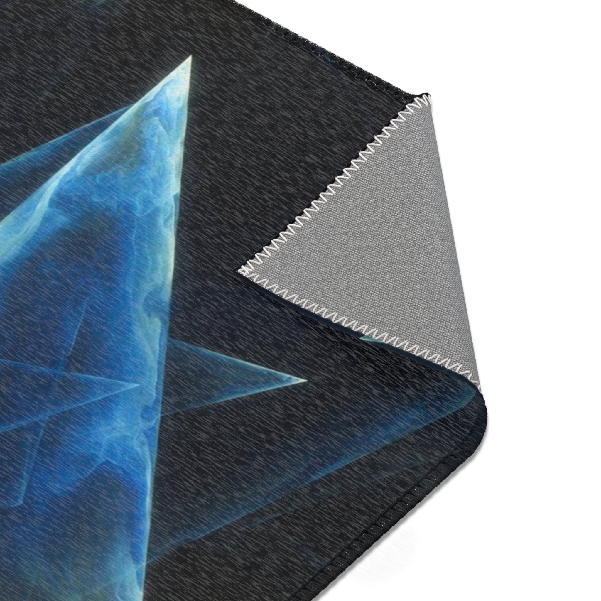 Geometric Blue Triangle Area Rug — Modern Abstract Accent Rug for Living Room & Bedroom