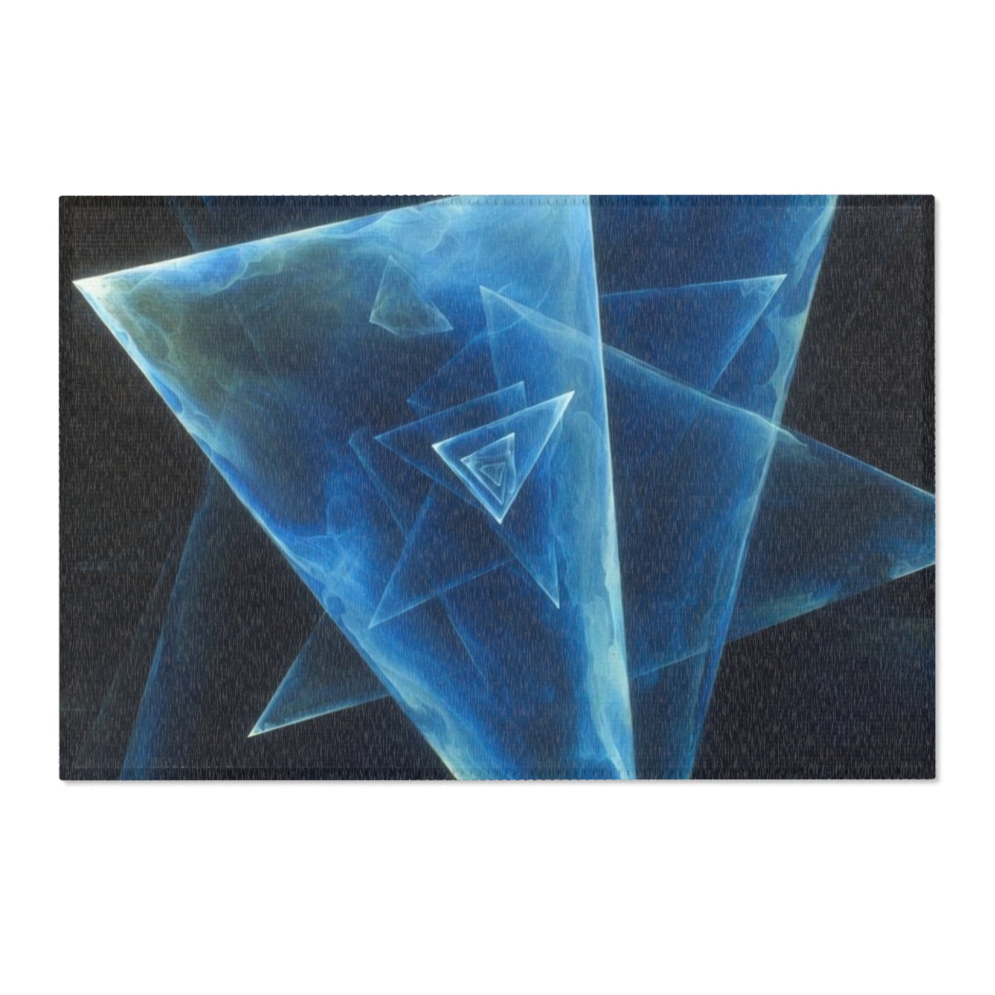 Geometric Blue Triangle Area Rug — Modern Abstract Accent Rug for Living Room & Bedroom