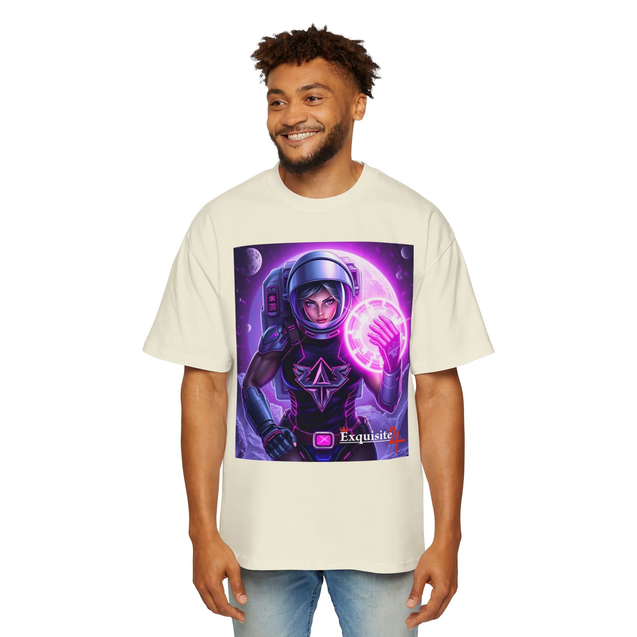 Astronaut Warrior Tee — Neon Space Mage Graphic T-Shirt