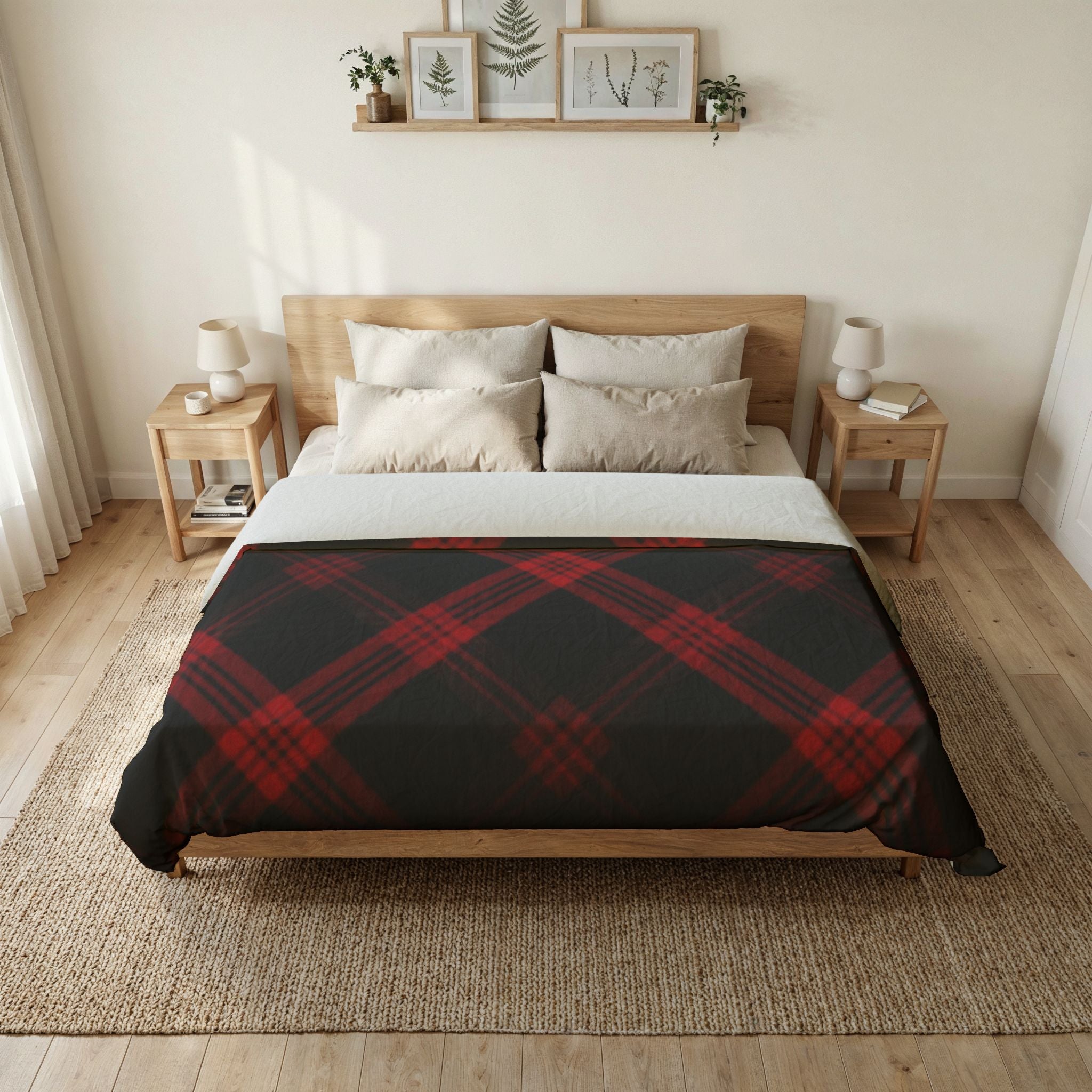 Red & Black Plaid Cotton Duvet Cover