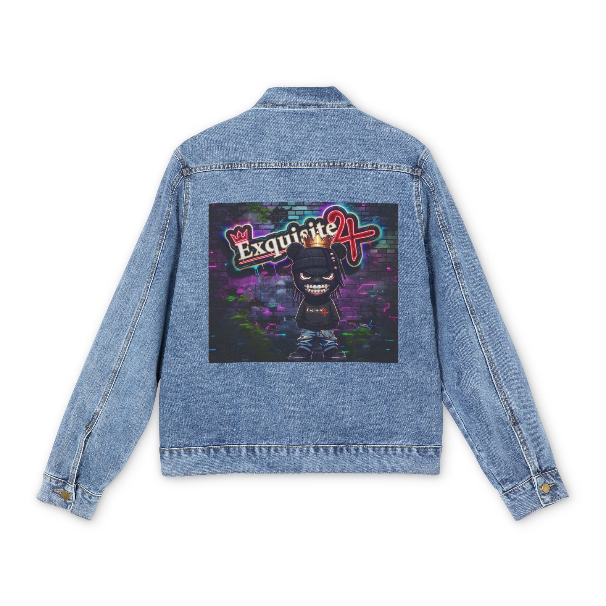 Denim Jacket — Exquisite 24 Logo Back Graphic Men's Jean Jacket