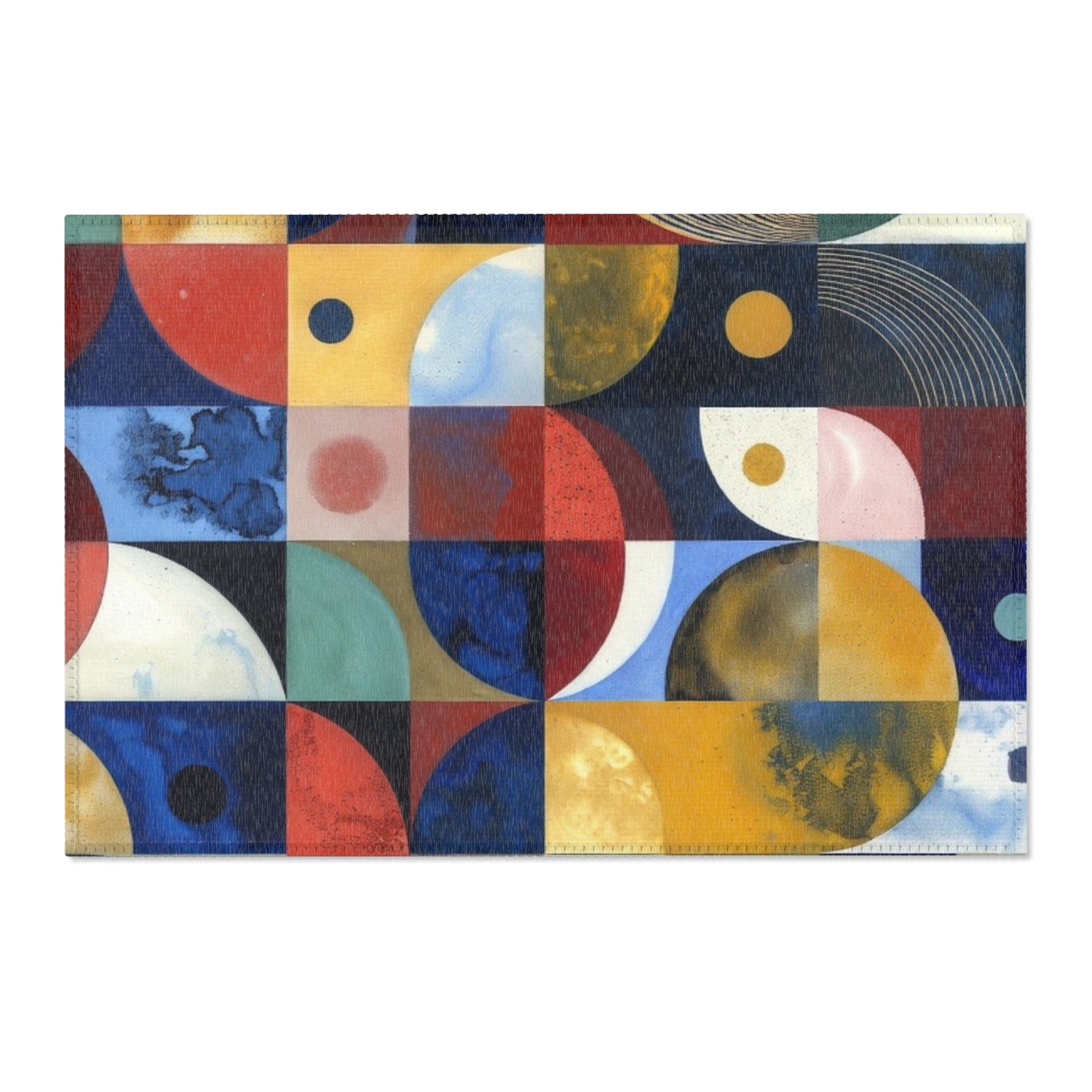 Geometric Color Block Area Rug — Mid-Century Abstract Modern Accent Rug