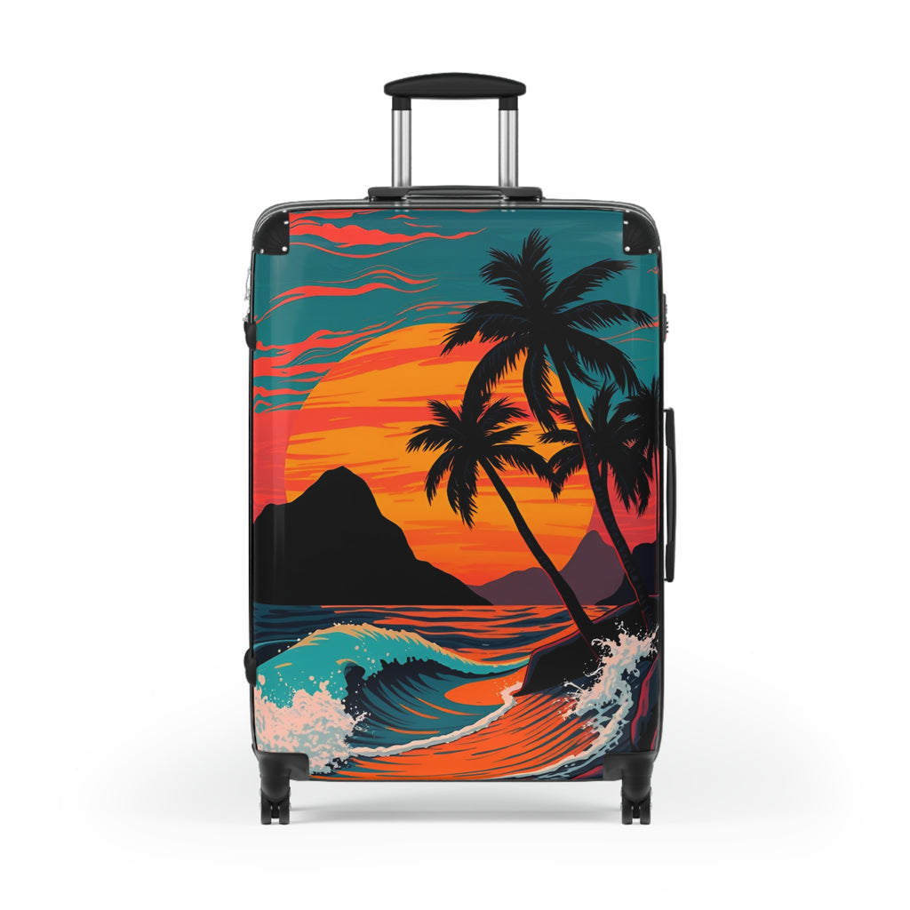Tropical Sunset Suitcase – Palm Tree Beach Carry-On Luggage
