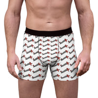Exquisite 24 Logo-Print Men's White Boxer Briefs — All-Over Pattern