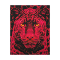 Red Panther Canvas Wall Art — Bold Neon Portrait Stretched Canvas