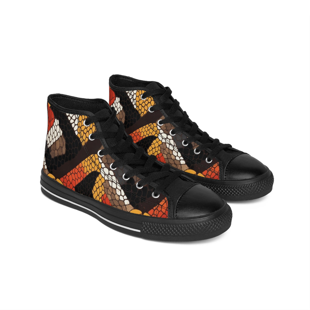 High-Top Sneakers — Autumn Snake Scale Pattern