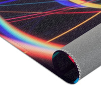 Neon Swirl Area Rug — Retro Rainbow Abstract Accent Rug