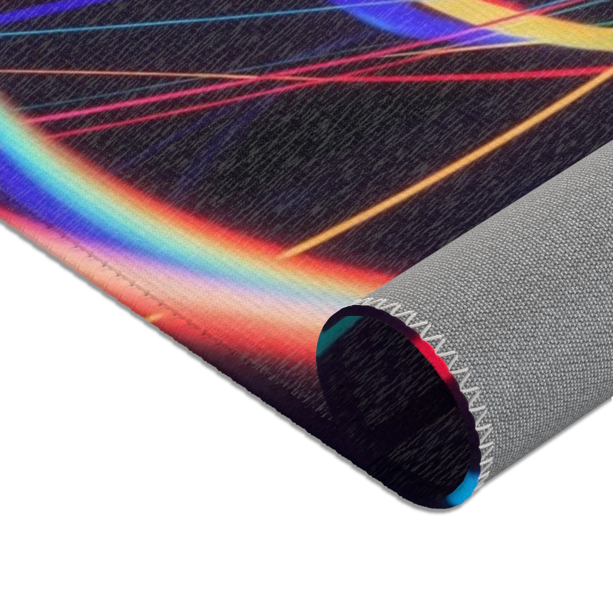 Neon Swirl Area Rug — Retro Rainbow Abstract Accent Rug
