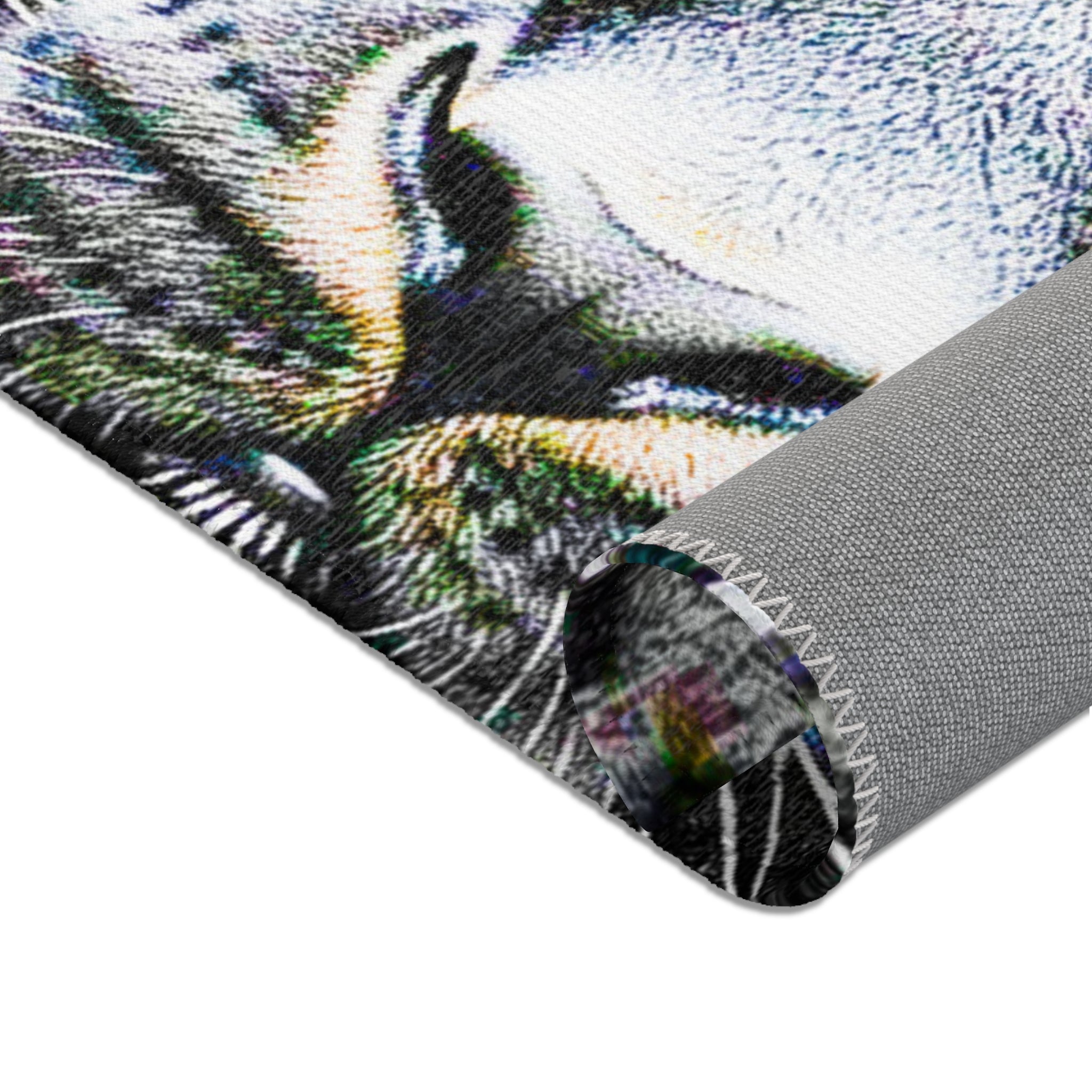 Leopard Portrait Area Rug — Bold Black & White Animal Print Accent Rug