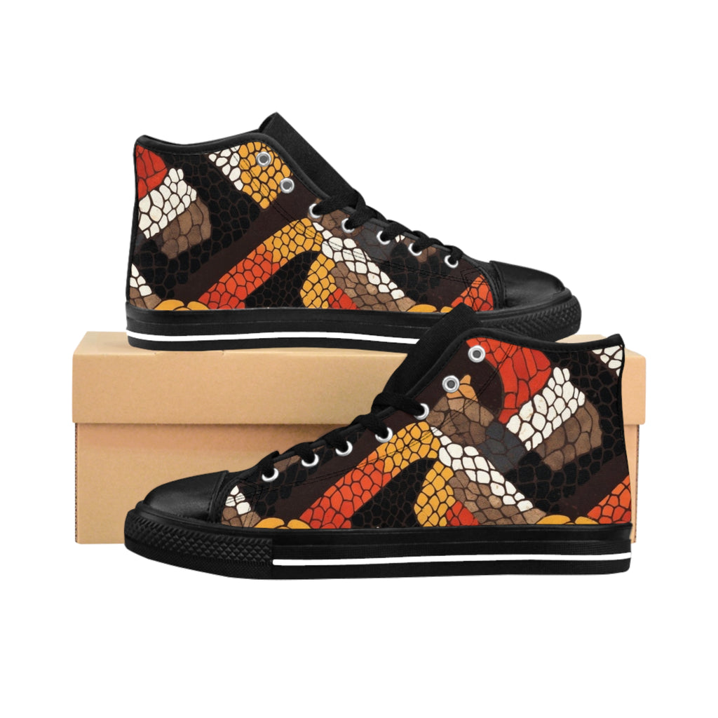 High-Top Sneakers — Autumn Snake Scale Pattern