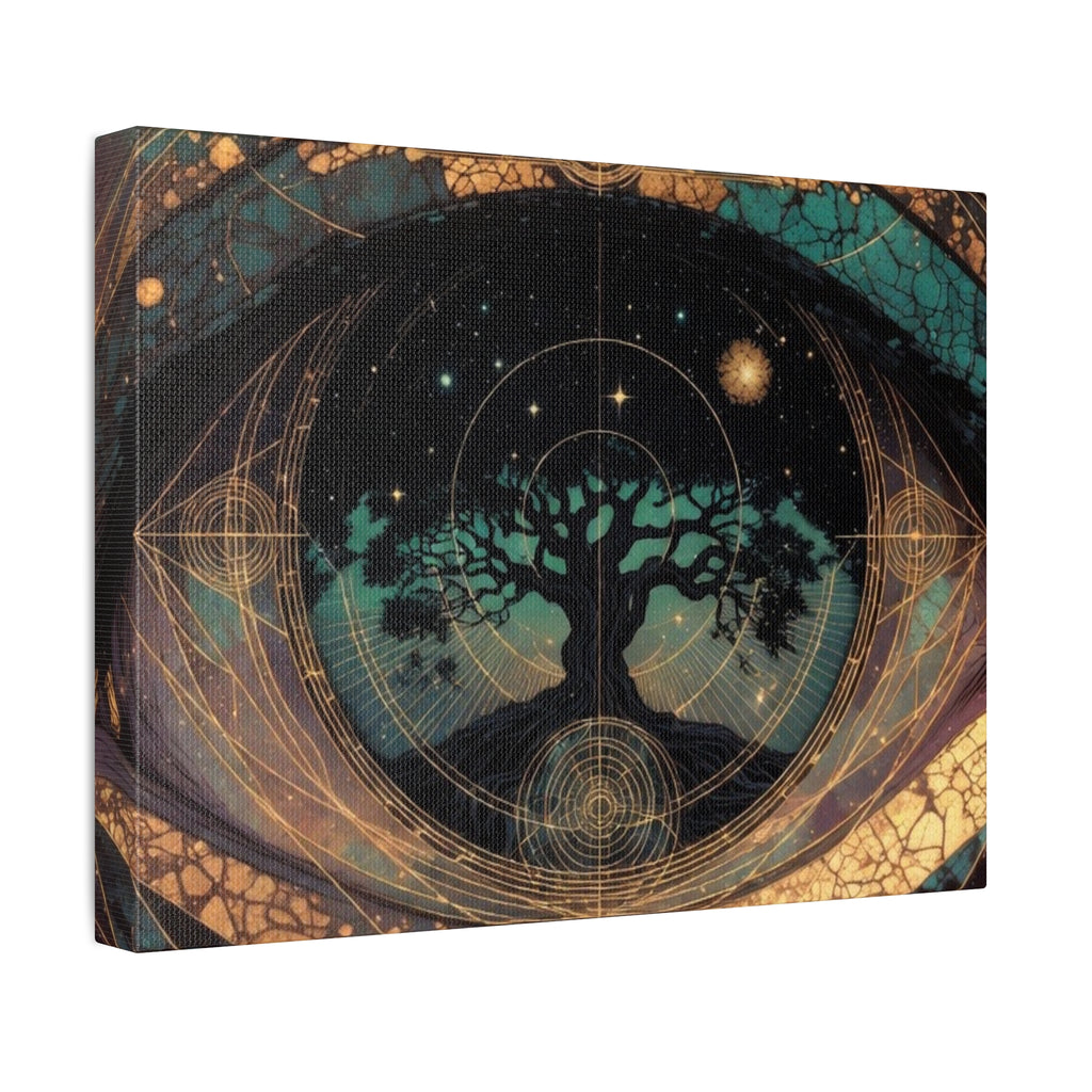 Mystic Tree of Life Stretched Canvas – Spiritual Cosmic Wall Art