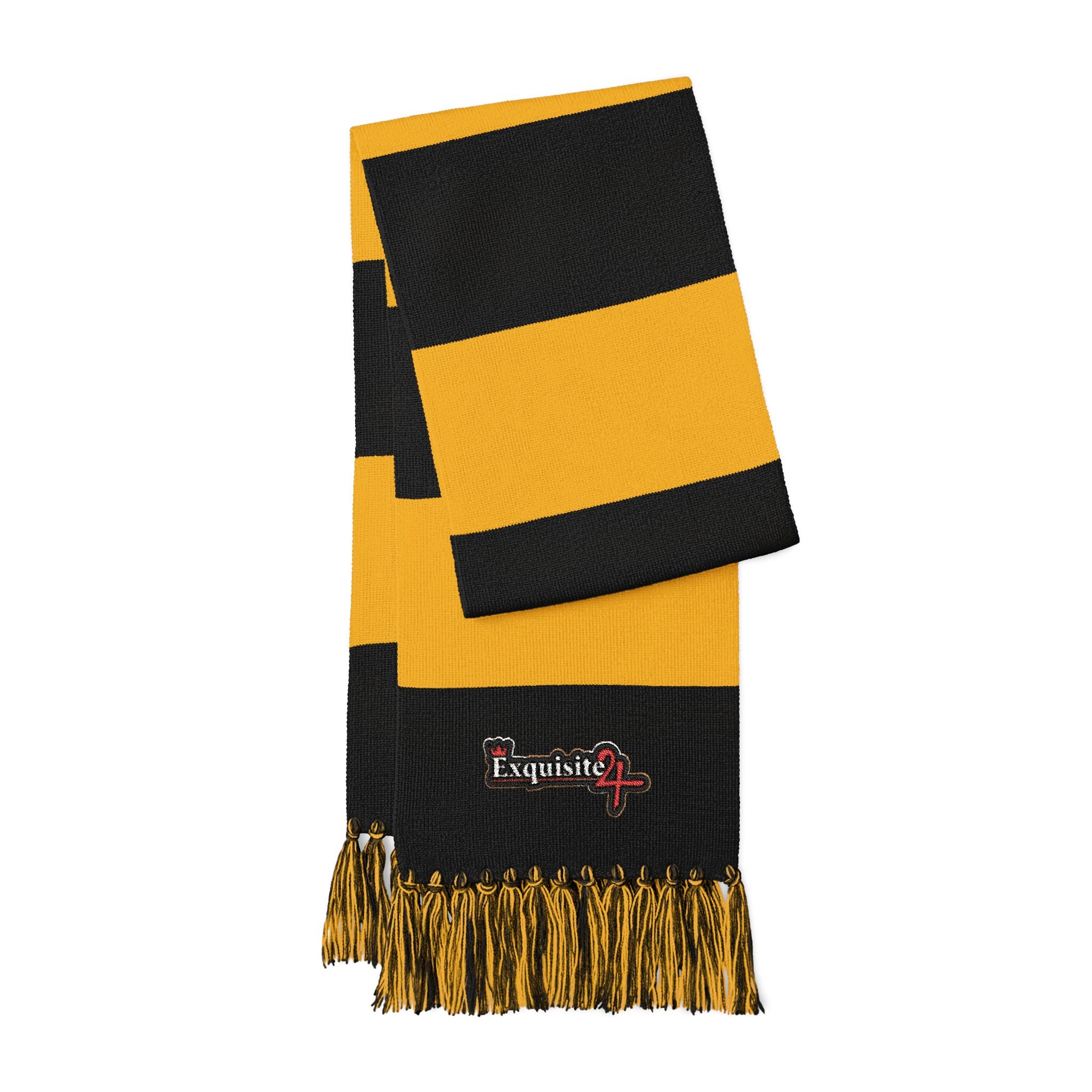 Embroidered Spectator Scarf — Striped Team Fan Scarf with Fringe