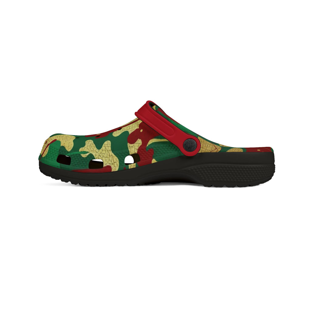 Green, Red, & Gold Camo EVA Foam Clogs
