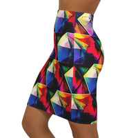 Geometric Prism Rainbow Pencil Skirt — Vibrant Abstract Mid‑Waist Graphic Skirt