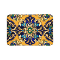 Mediterranean Tile Toilet Seat & Rug Set — 3-Piece Bathroom Decor