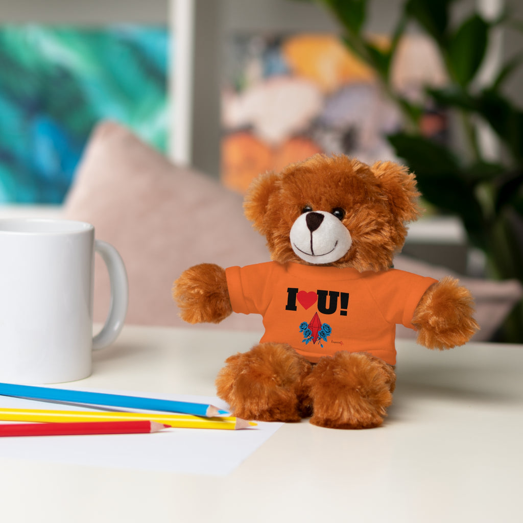 Plush Bear with Branded Tee – Red Diamond and Blue Roses Teddy