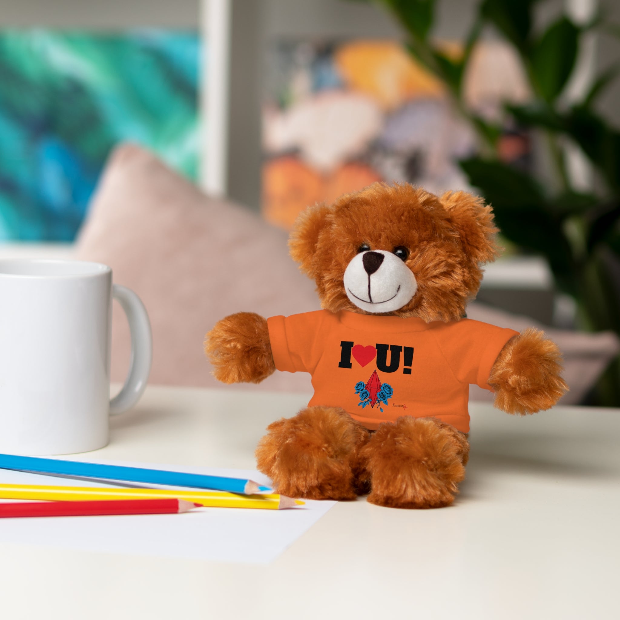 Plush Bear with Branded Tee – Red Diamond and Blue Roses Teddy