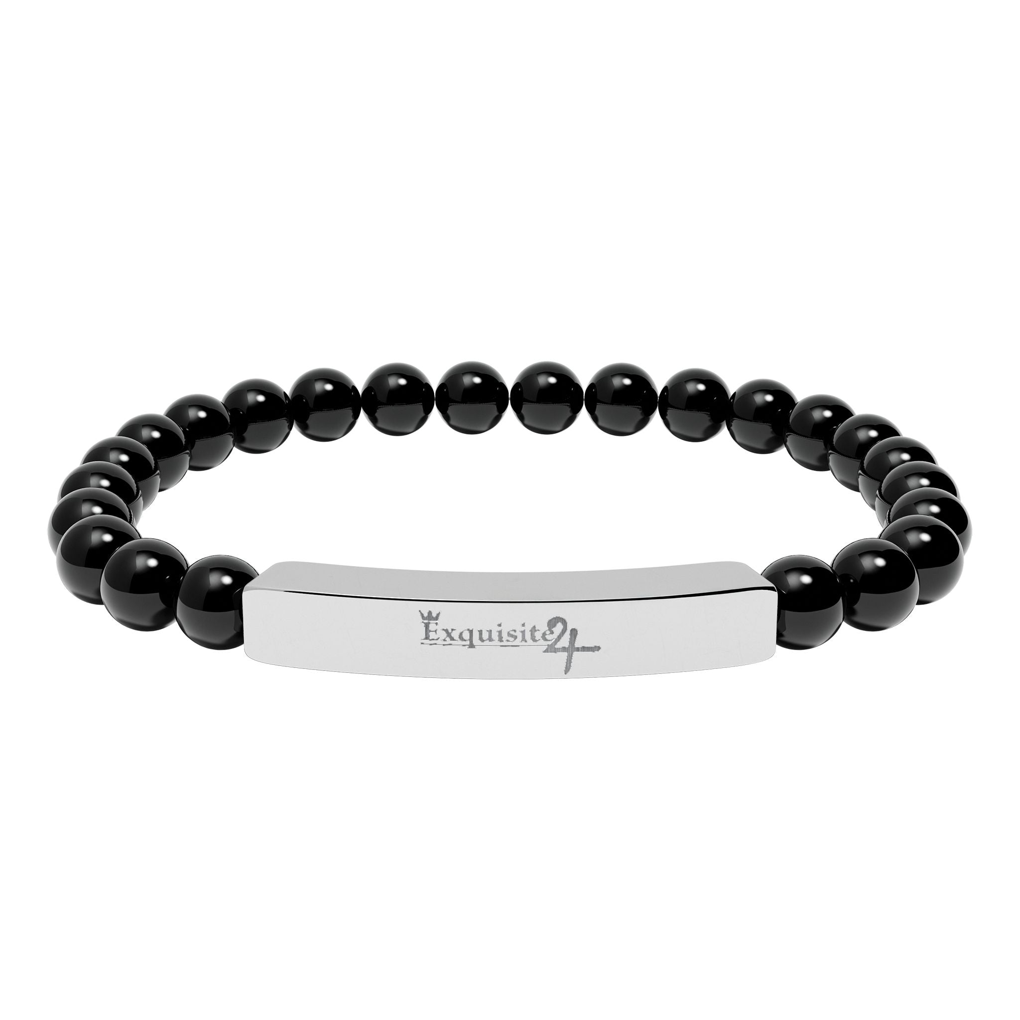 Exquisite 24 Engraved Natural Stone Bead Bar Bracelet