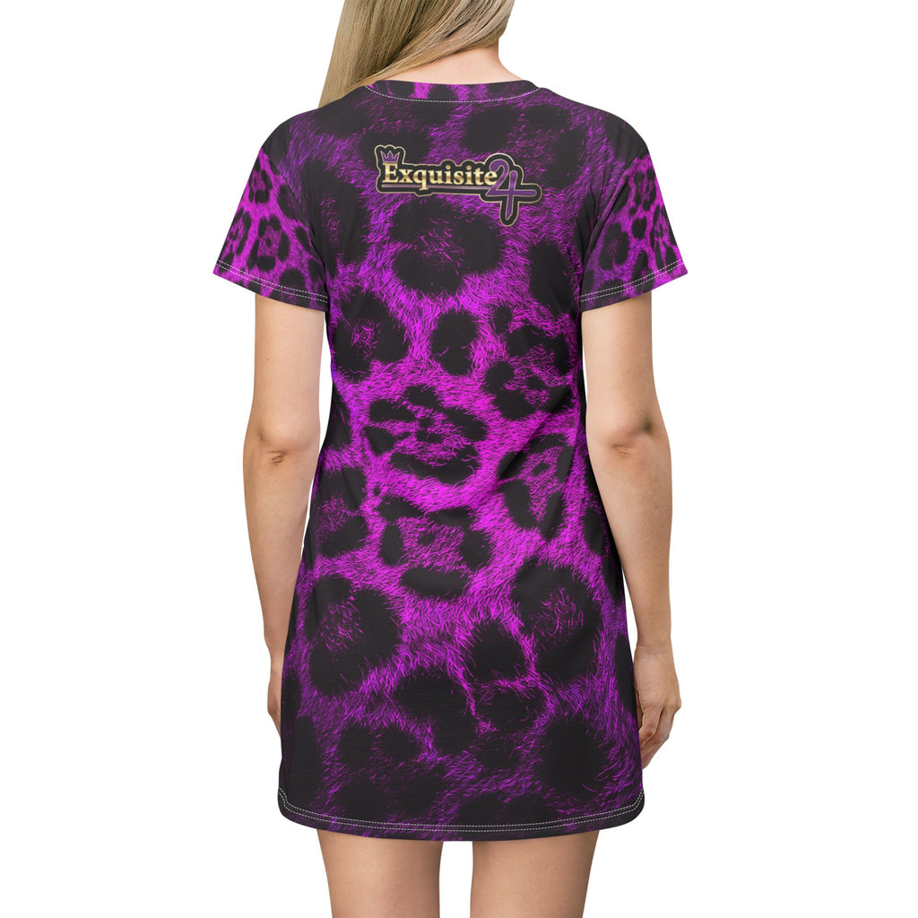 Leopard Grillz T-Shirt Dress — Purple Leopard