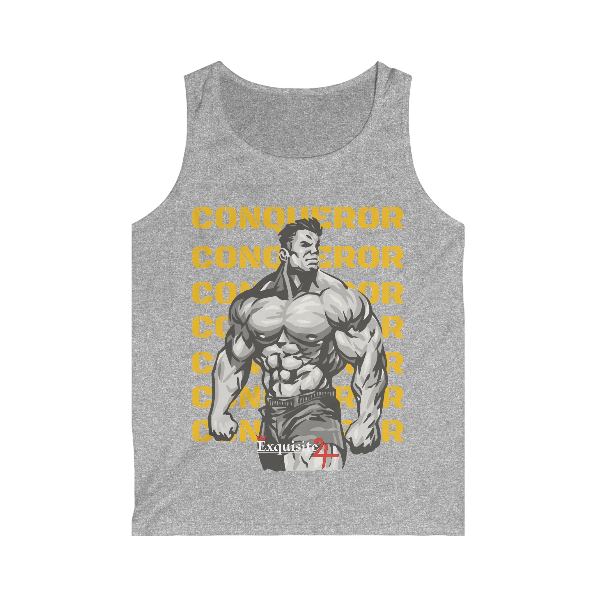 Conqueror Muscular Graphic Tank Top — Men's Gym Fitness Tank with 'Conqueror' Text