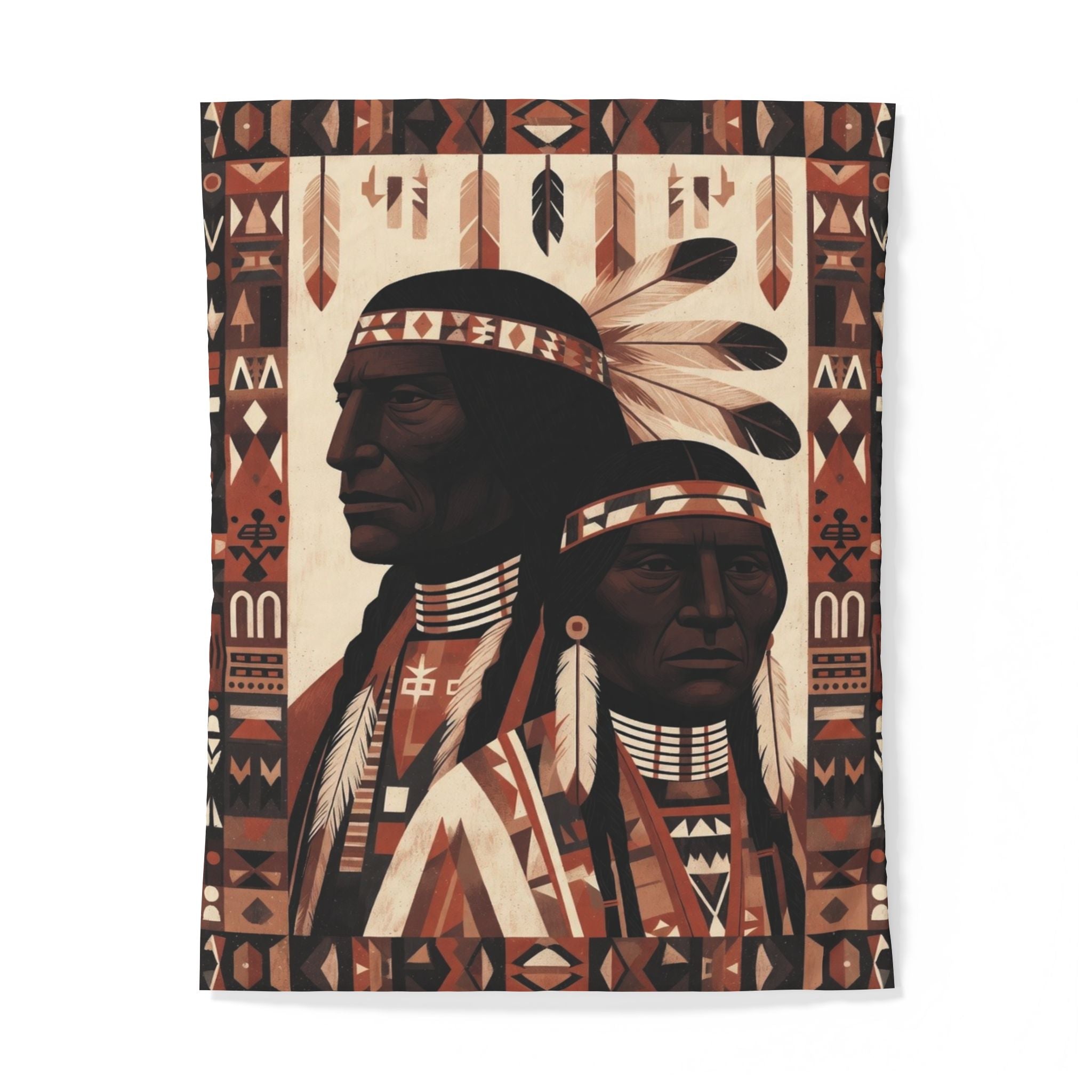 Native Inspired Cotton Duvet Cover — Tribal Chief Portrait Bedding