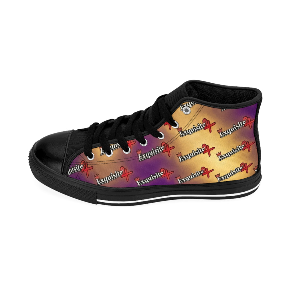 High-Top Sneakers — Purple-Yellow Gradient 'Exquisite 24' Print