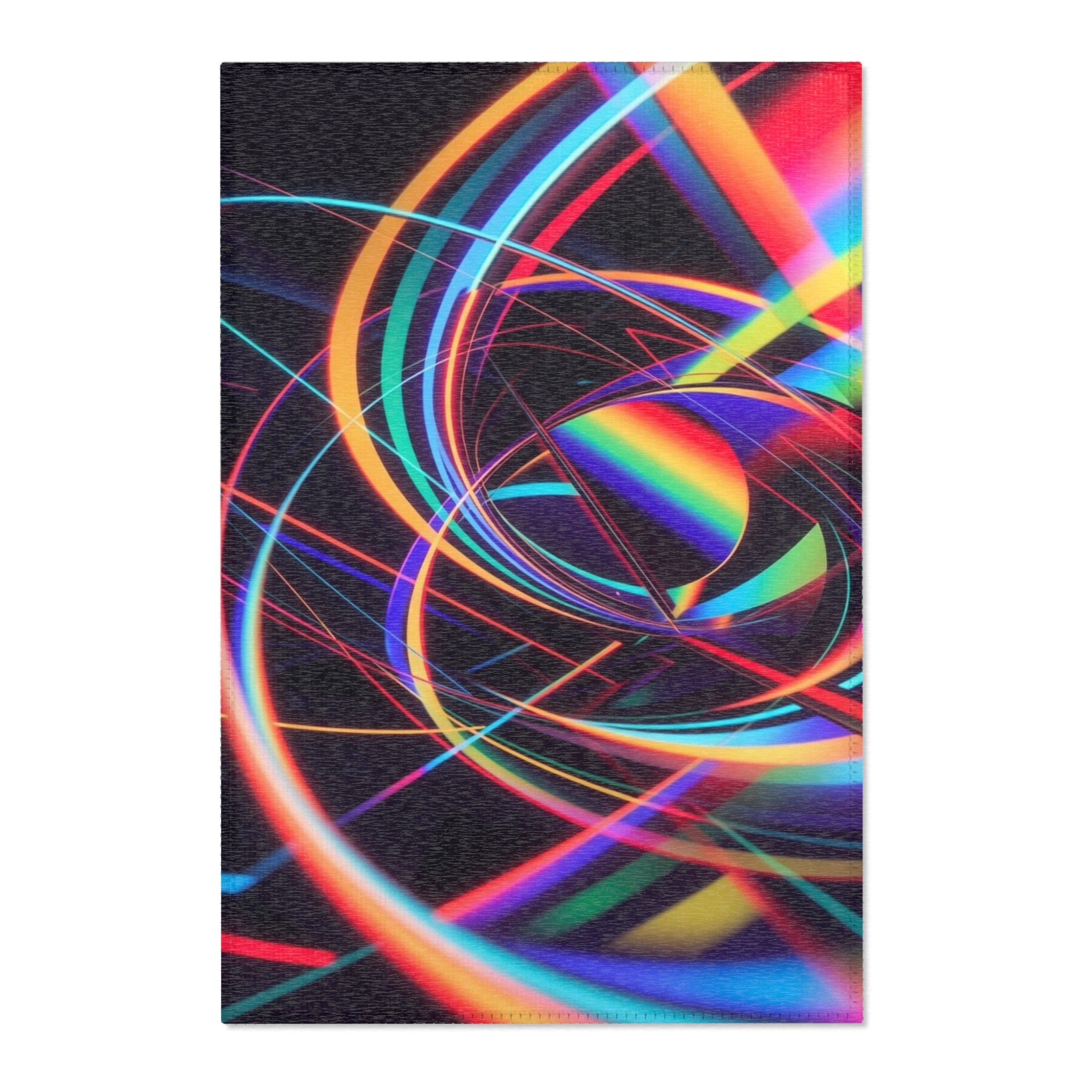 Neon Swirl Area Rug — Retro Rainbow Abstract Accent Rug