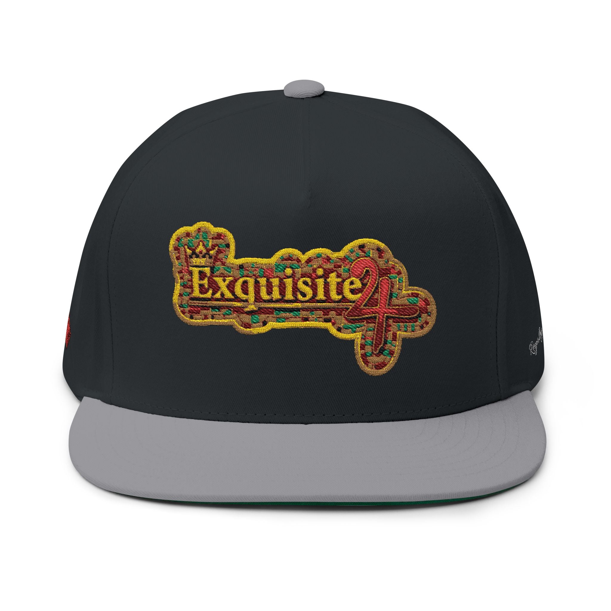 Embroidered 'Exquisite 24' Flat Bill Cap — Kente-Inspired Patch Snapback
