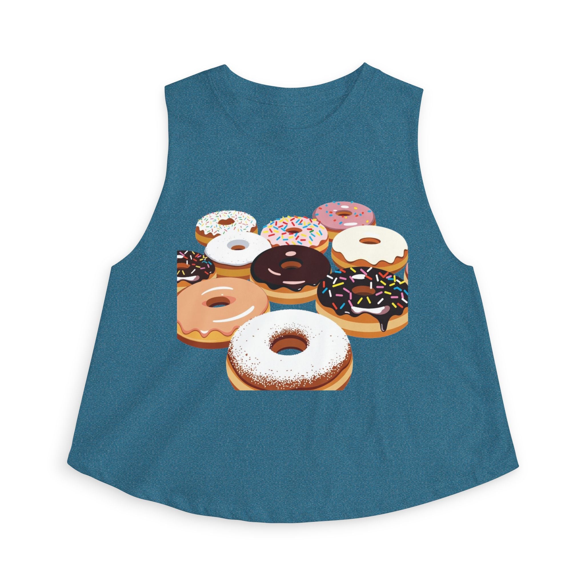 Donut Pattern Women's Crop Top — Colorful Sprinkle Donuts Graphic Tank