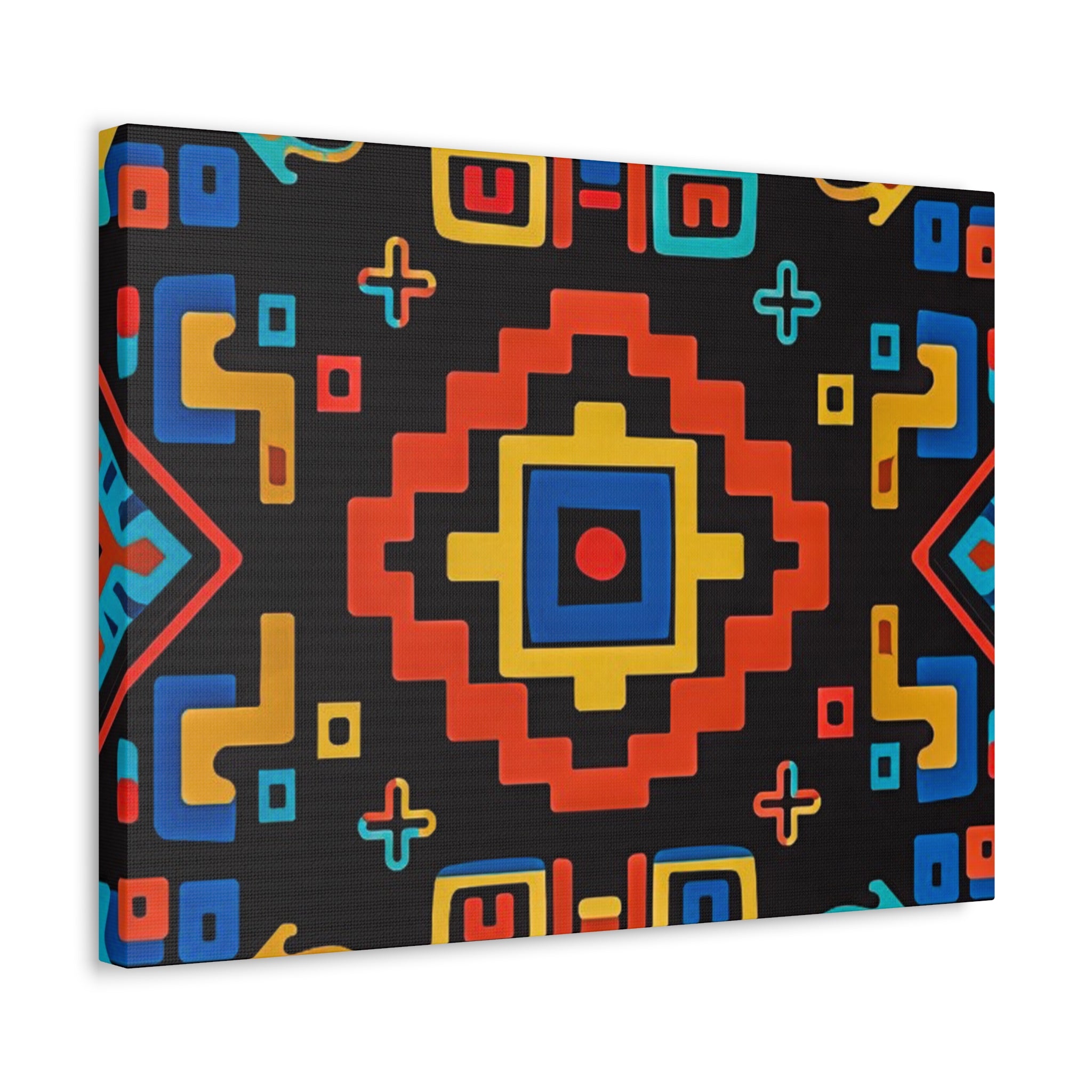 Bold Geometric Aztec Stretched Canvas Wall Art