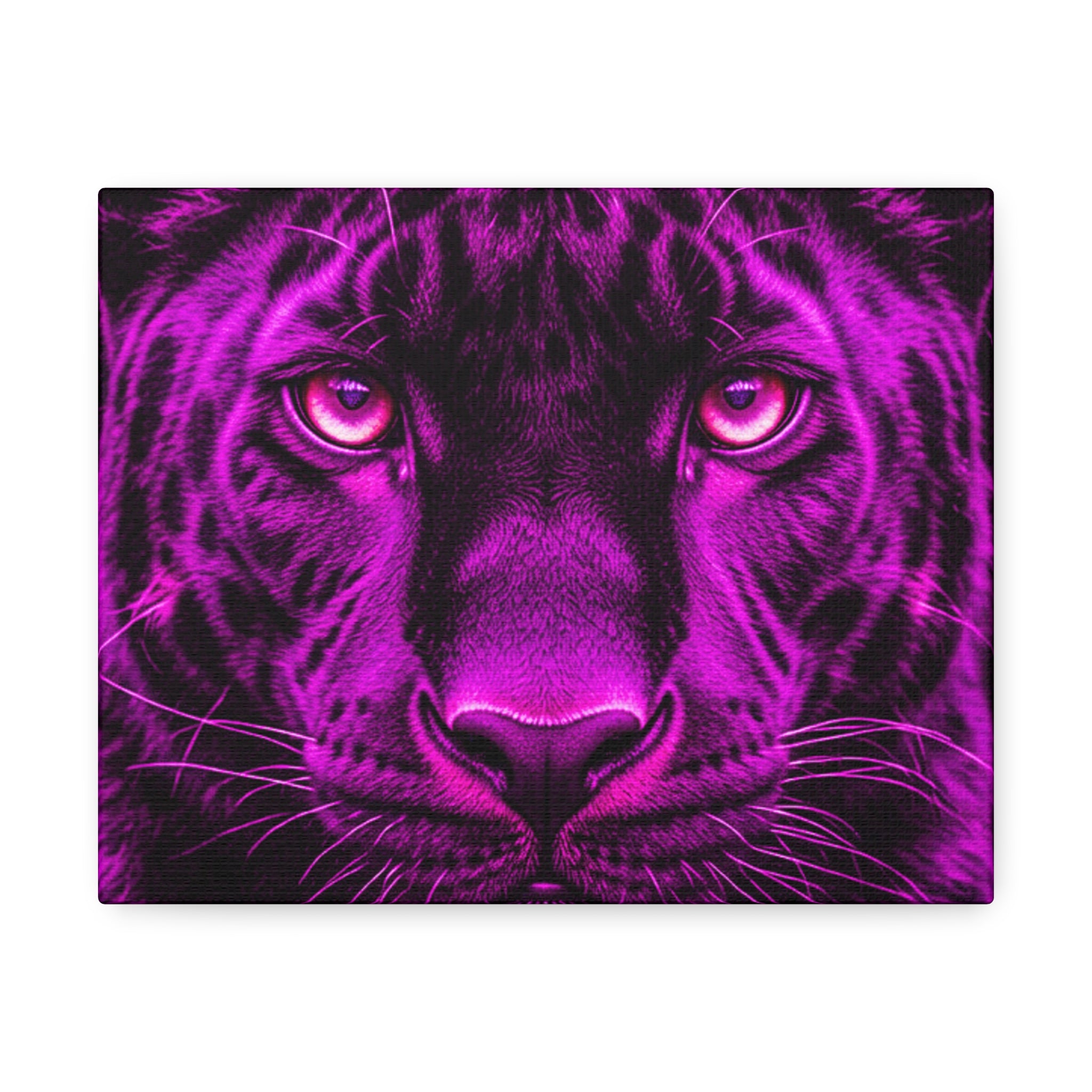 Purple Neon Panther Stretched Canvas – Vibrant Wall Art for Modern Rooms