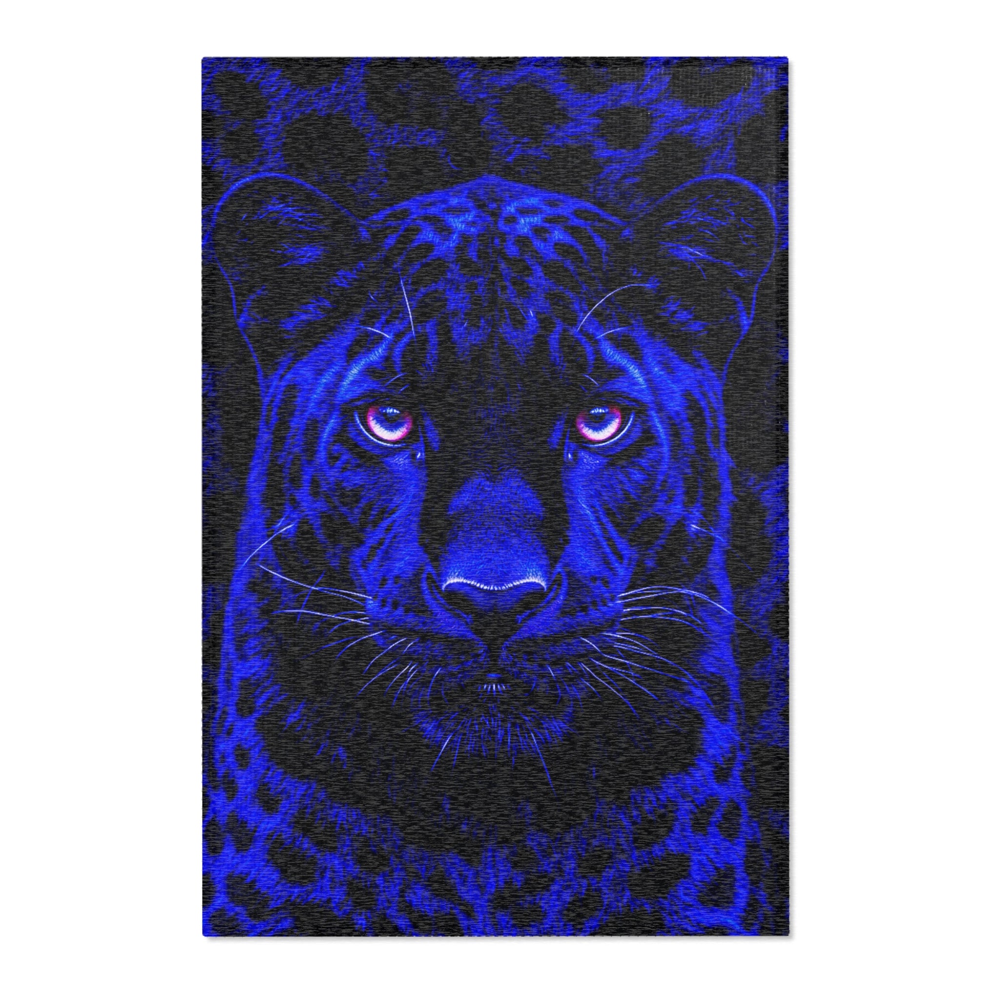 Blue Leopard Area Rug – Bold Neon Leopard Accent Rug for Living Room, Bedroom & Game Room