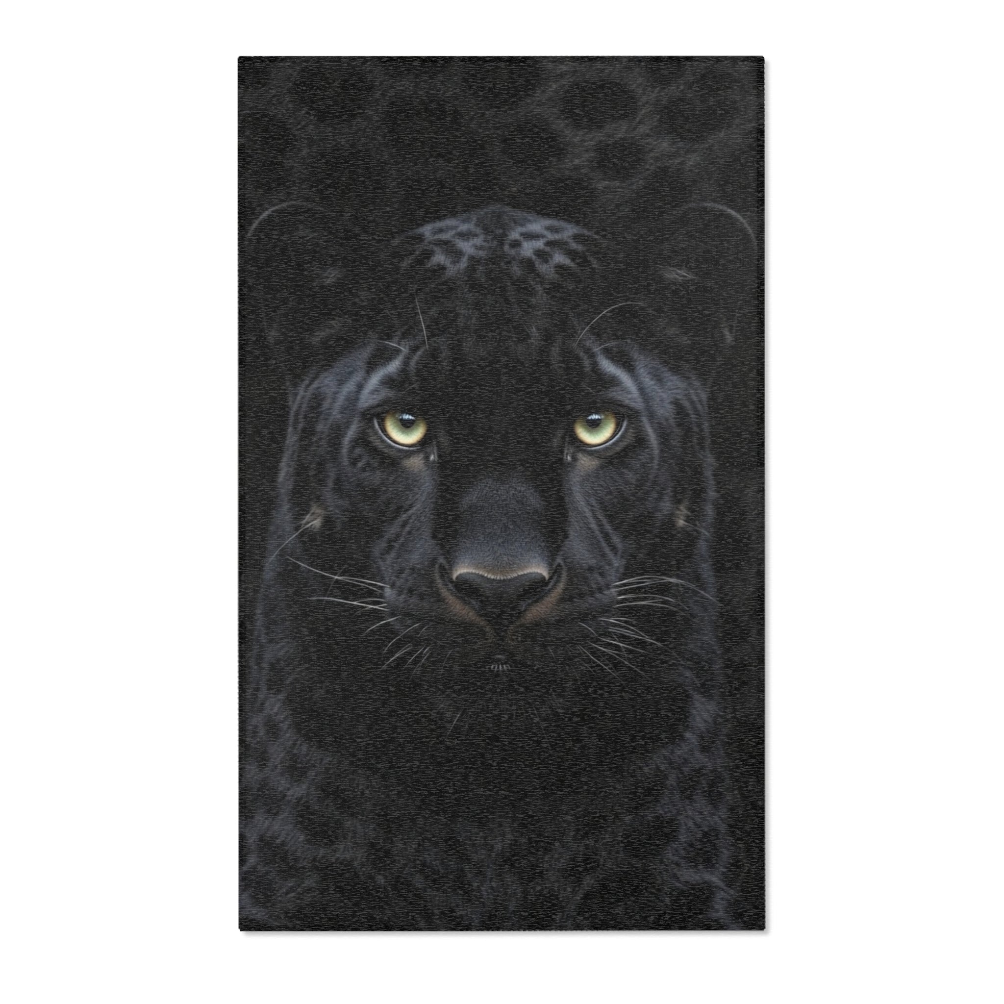 Black Panther Area Rug — Realistic Panther Face Decorative Accent Rug