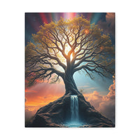 Tree of Light Stretched Canvas Wall Art – Inspirational Fantasy Landscape