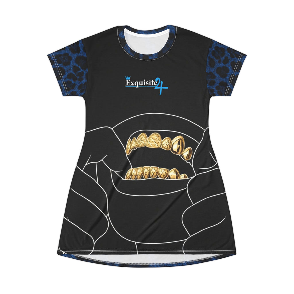 Leopard Grillz T-Shirt Dress — Blue Leopard