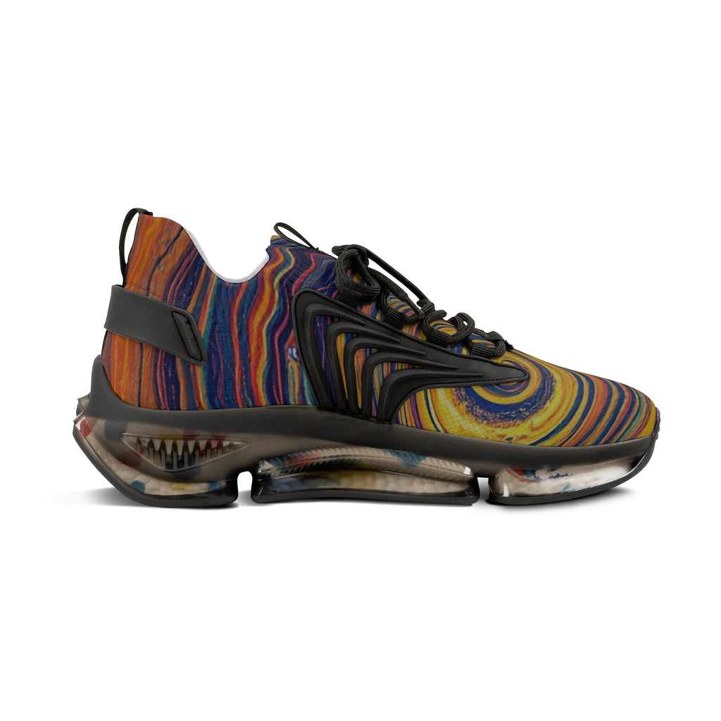 Retro Swirl Athletic Shoes with Marble Wave Design