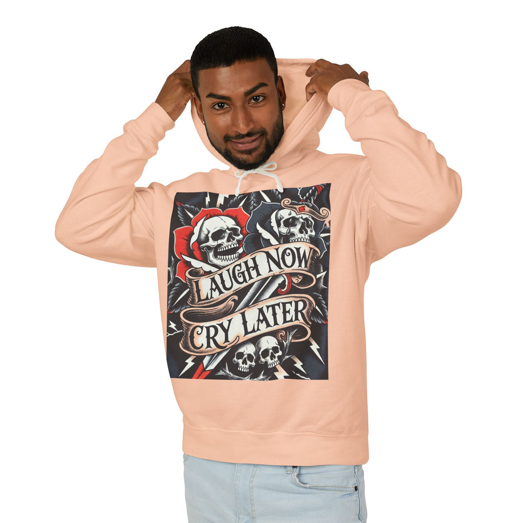 Laugh Now Cry Later Skull Hoodie — Vintage Rose Graphic