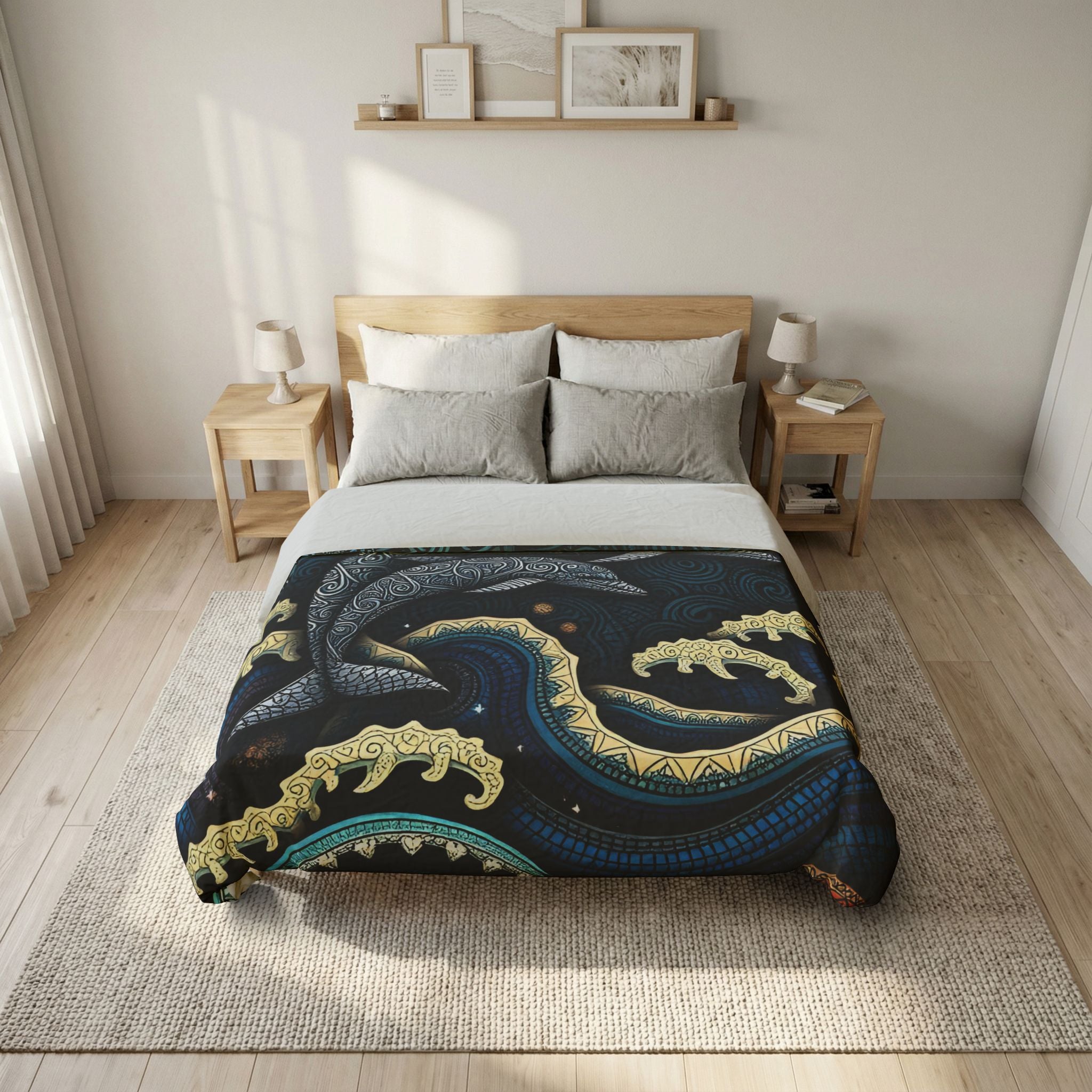 Dolphin Waves Duvet Cover — Nautical Boho Cotton Bedding