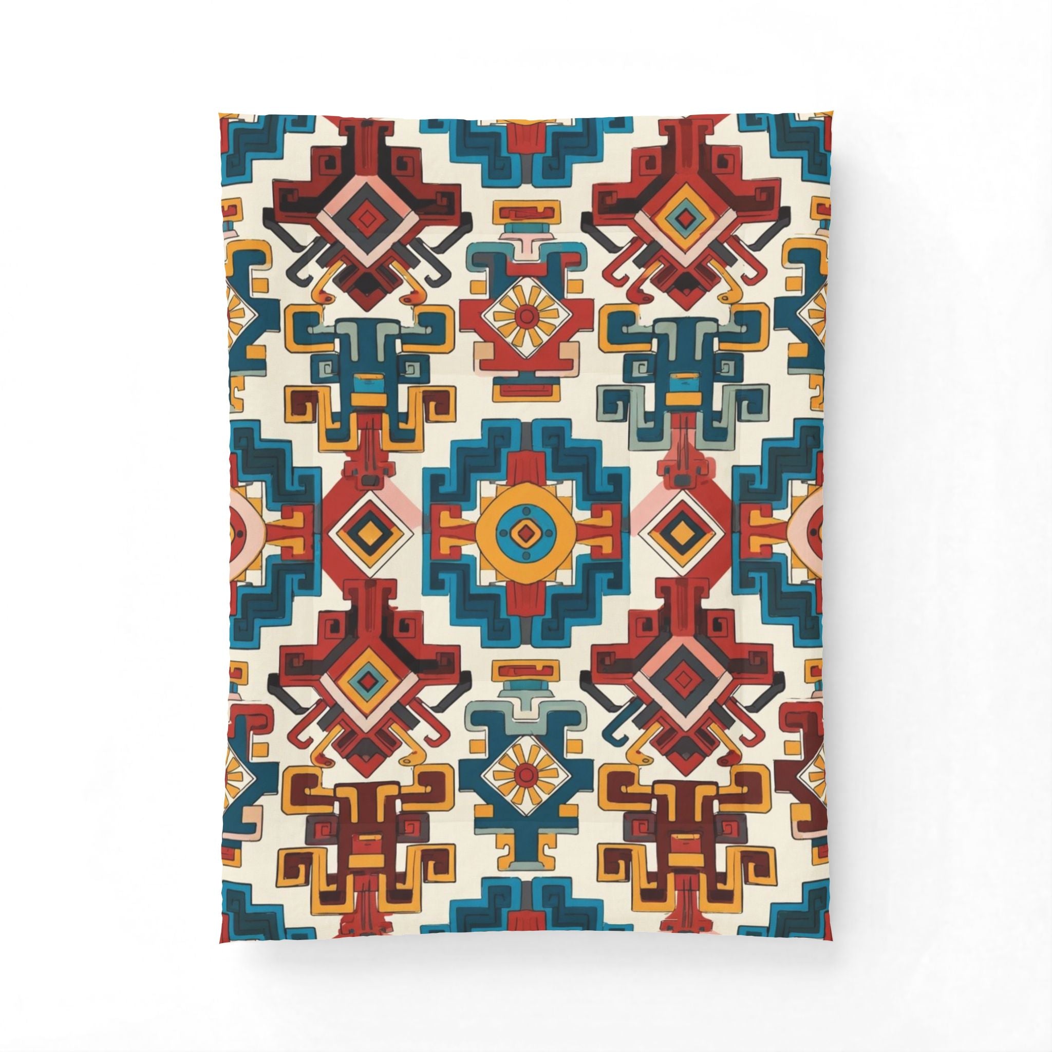 Boho Geometric Cotton Comforter — Southwestern Aztec Pattern Bedspread