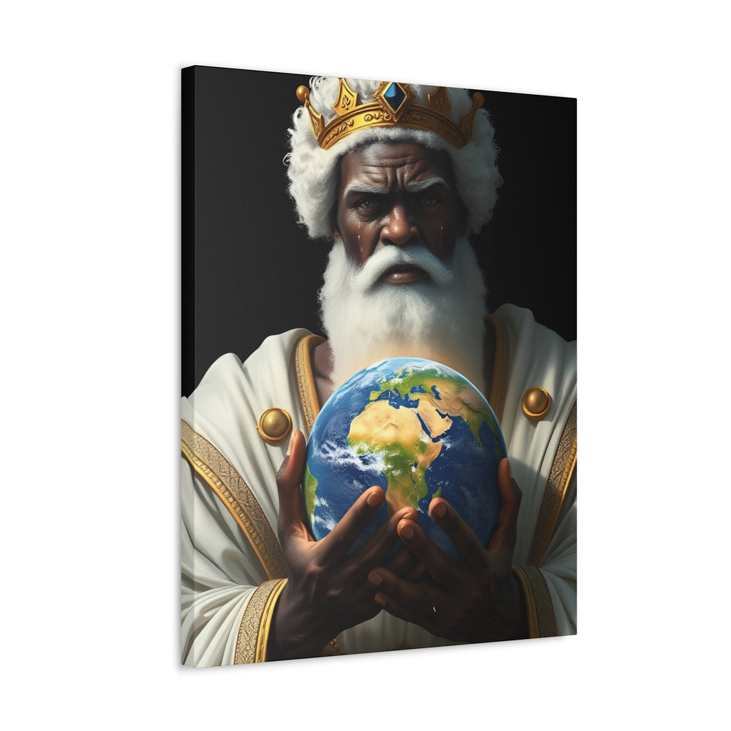 Stretched Canvas - Regal King Holding Earth Wall Art
