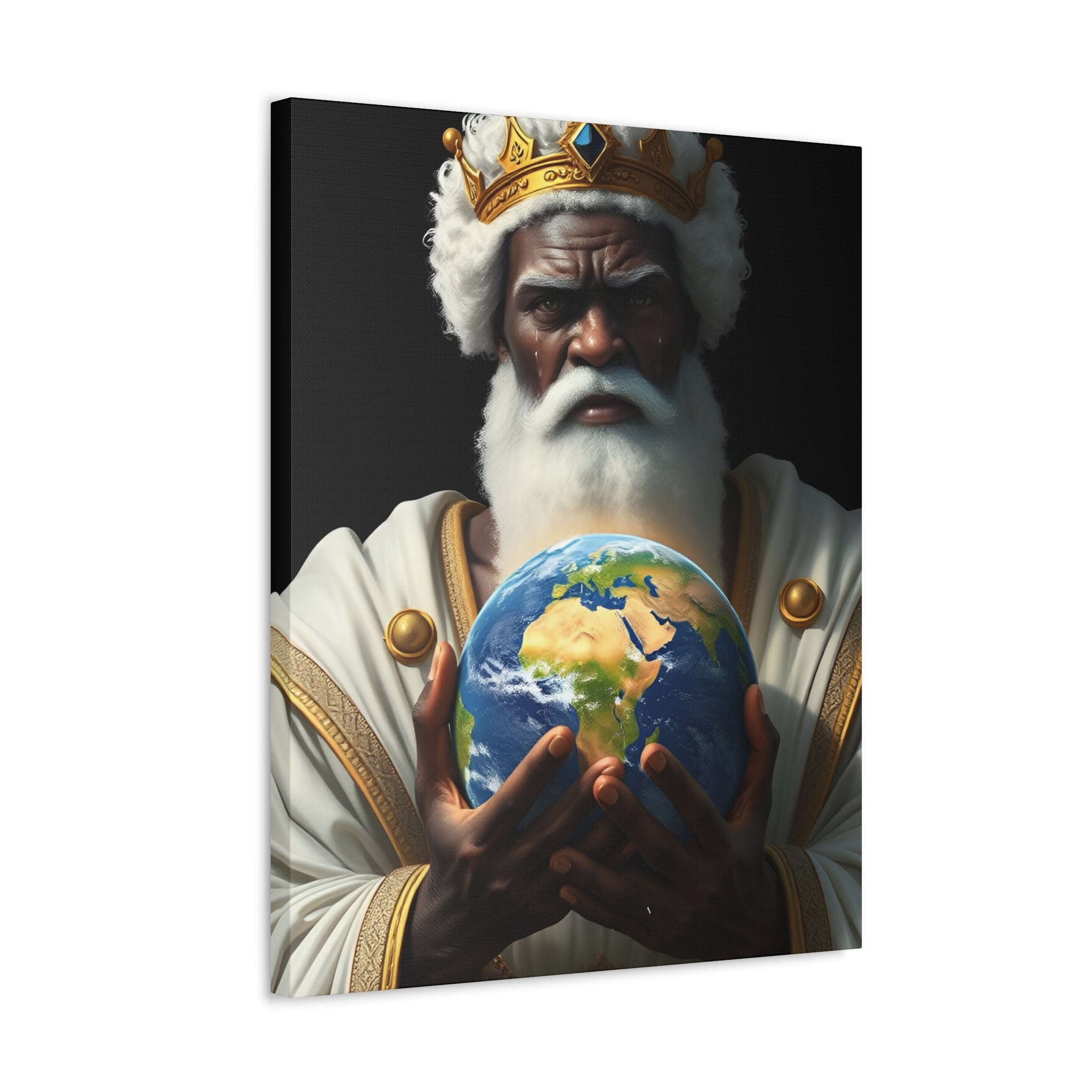 Stretched Canvas - Regal King Holding Earth Wall Art