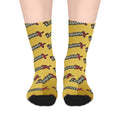 Exquisite 24 Logo Gold Mid-Length Socks — Bold Retro Brand Pattern