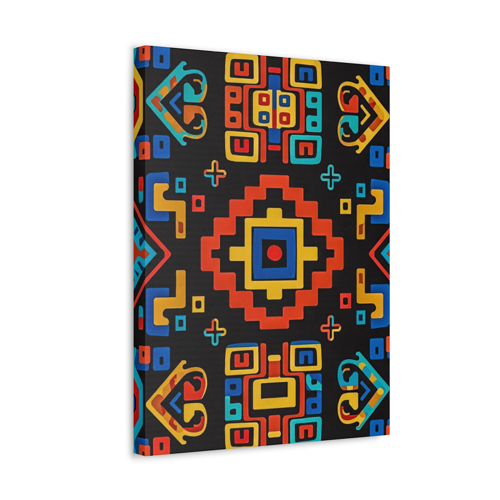Bold Geometric Aztec Stretched Canvas Wall Art