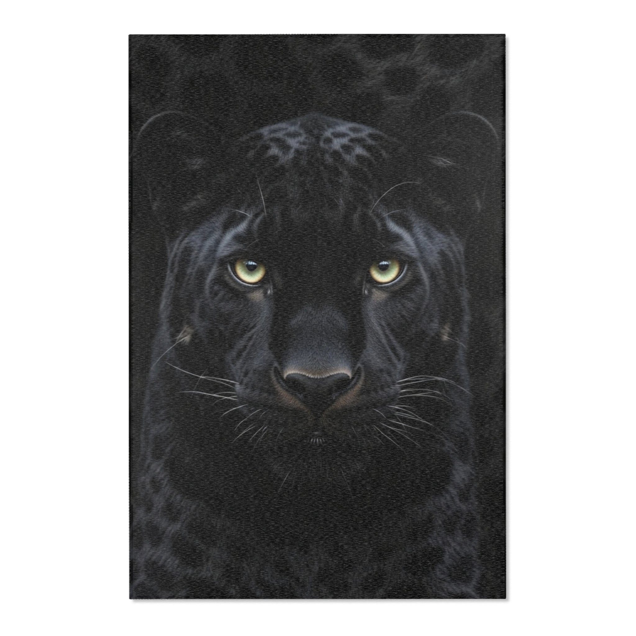 Black Panther Area Rug — Realistic Panther Face Decorative Accent Rug